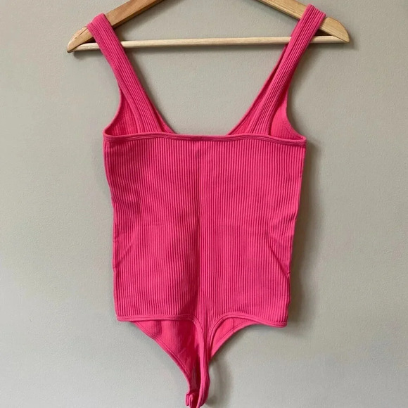 NWOT Intimately Free People Women's Size M/L Sleeveless Ribbed Bodysuit Hot Pink - Picture 10 of 14
